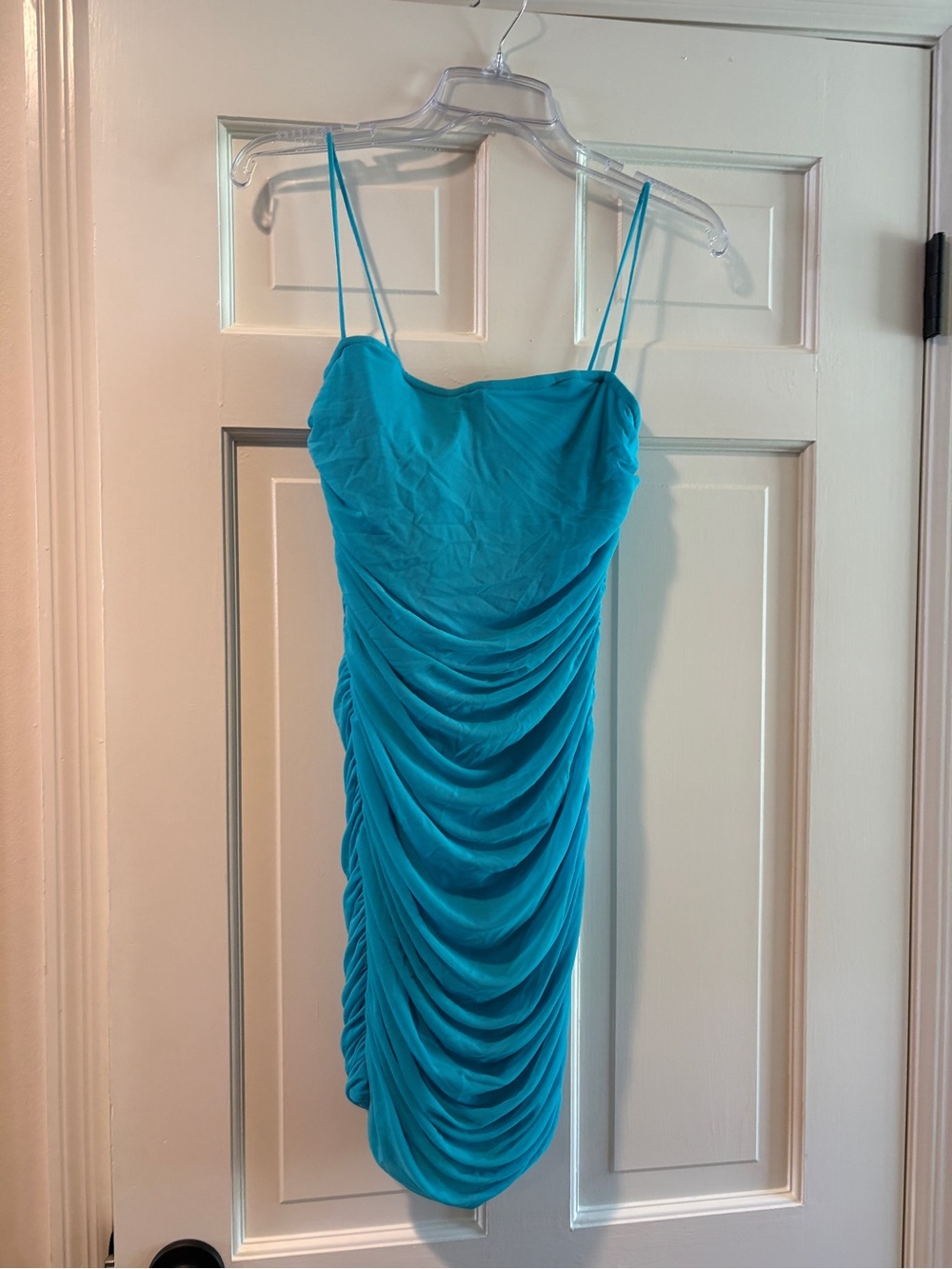 Turquoise Superdown Ruched Mini Dress